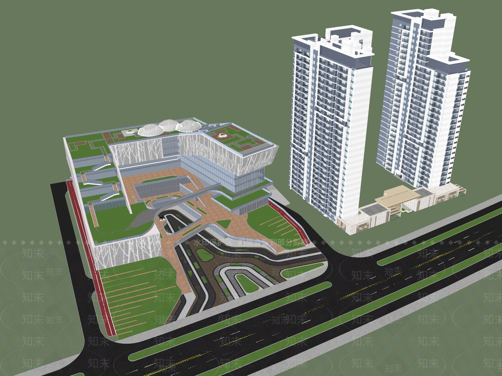 现代展览馆建筑SU模型下载【ID:1159477297】