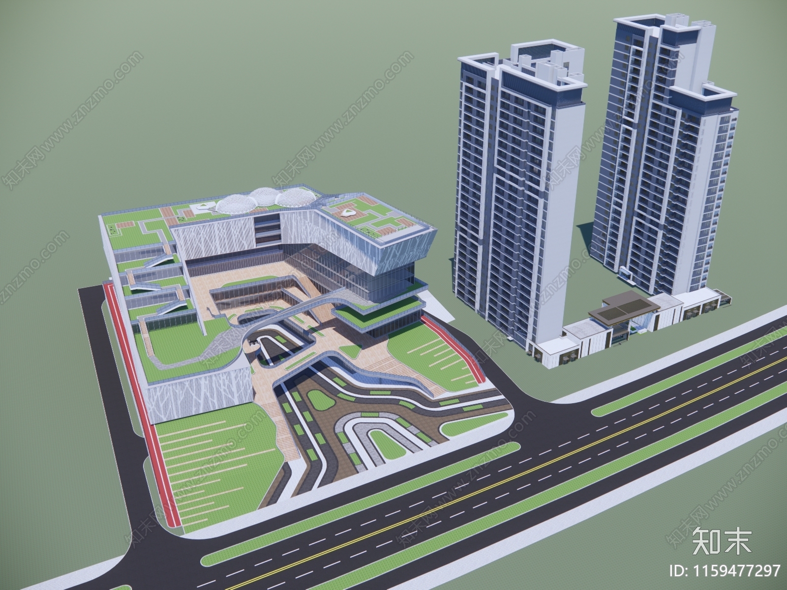 现代展览馆建筑SU模型下载【ID:1159477297】