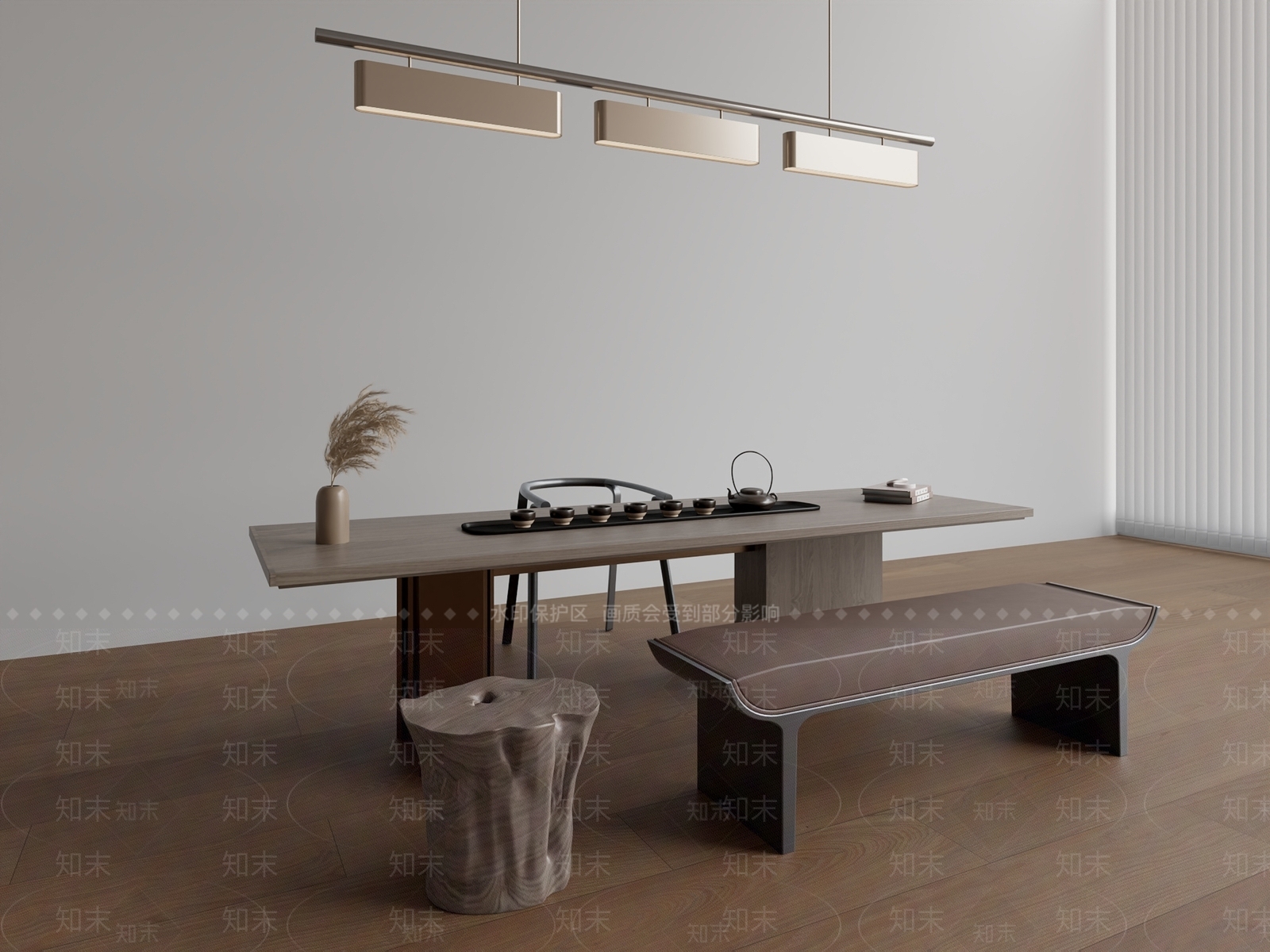 新中式茶桌椅3D模型下载【ID:1159477830】