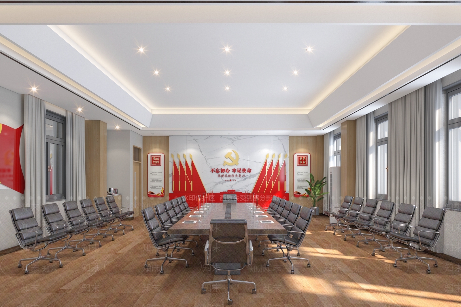 现代党建室3D模型下载【ID:1214424403】