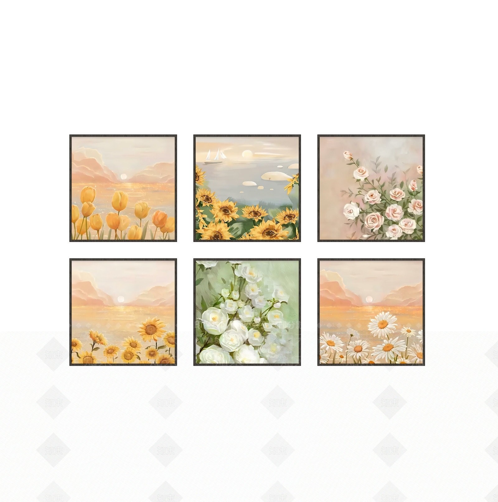 北欧清新简约花卉装饰挂画SU模型下载【ID:1159478997】