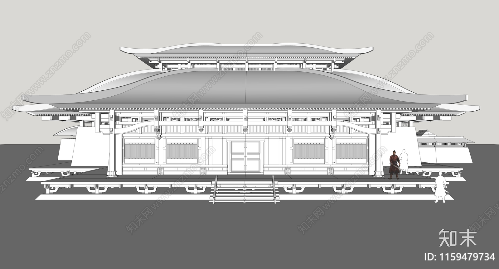 中式古建筑SU模型下载【ID:1159479734】