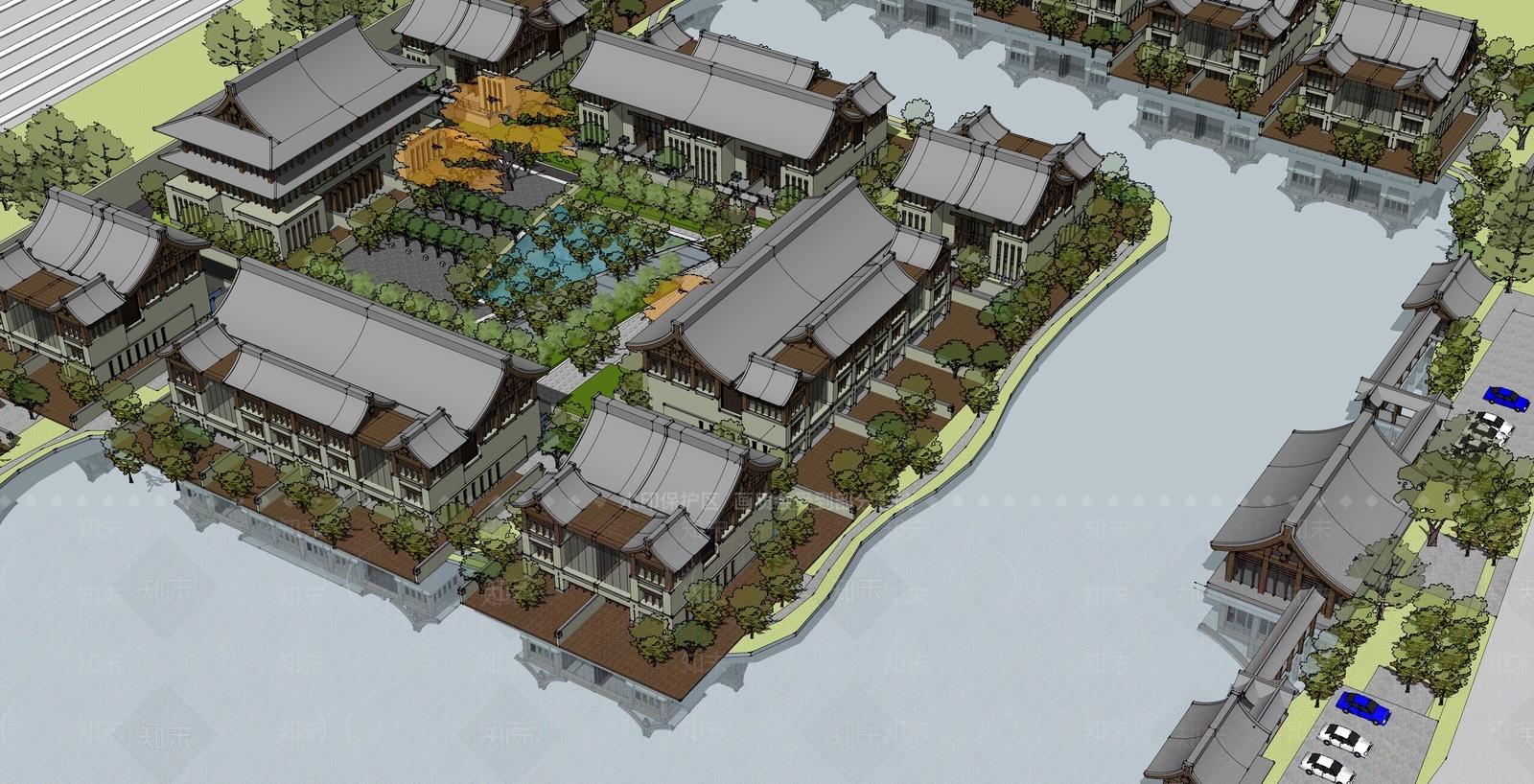 中式别墅小区会所SU模型下载【ID:1159480620】