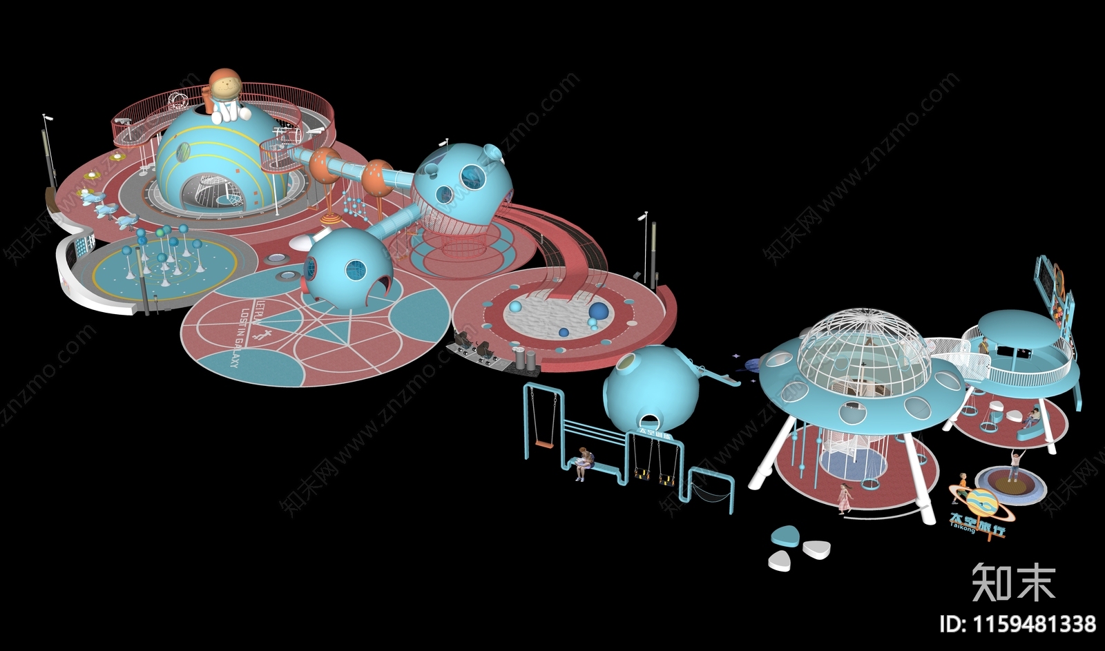 现代太空主题儿童乐园娱乐设施SU模型下载【ID:1159481338】