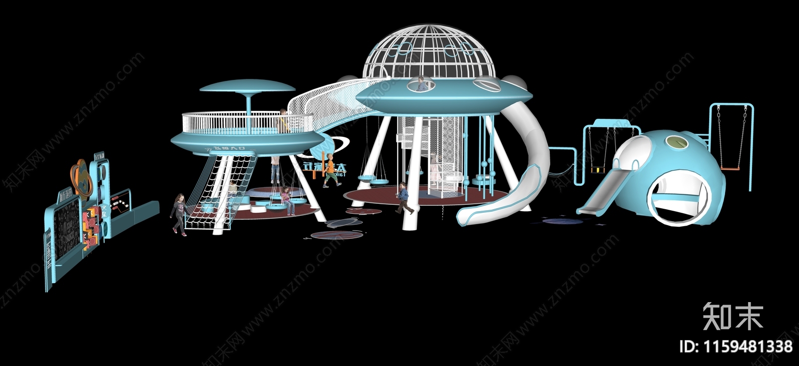 现代太空主题儿童乐园娱乐设施SU模型下载【ID:1159481338】