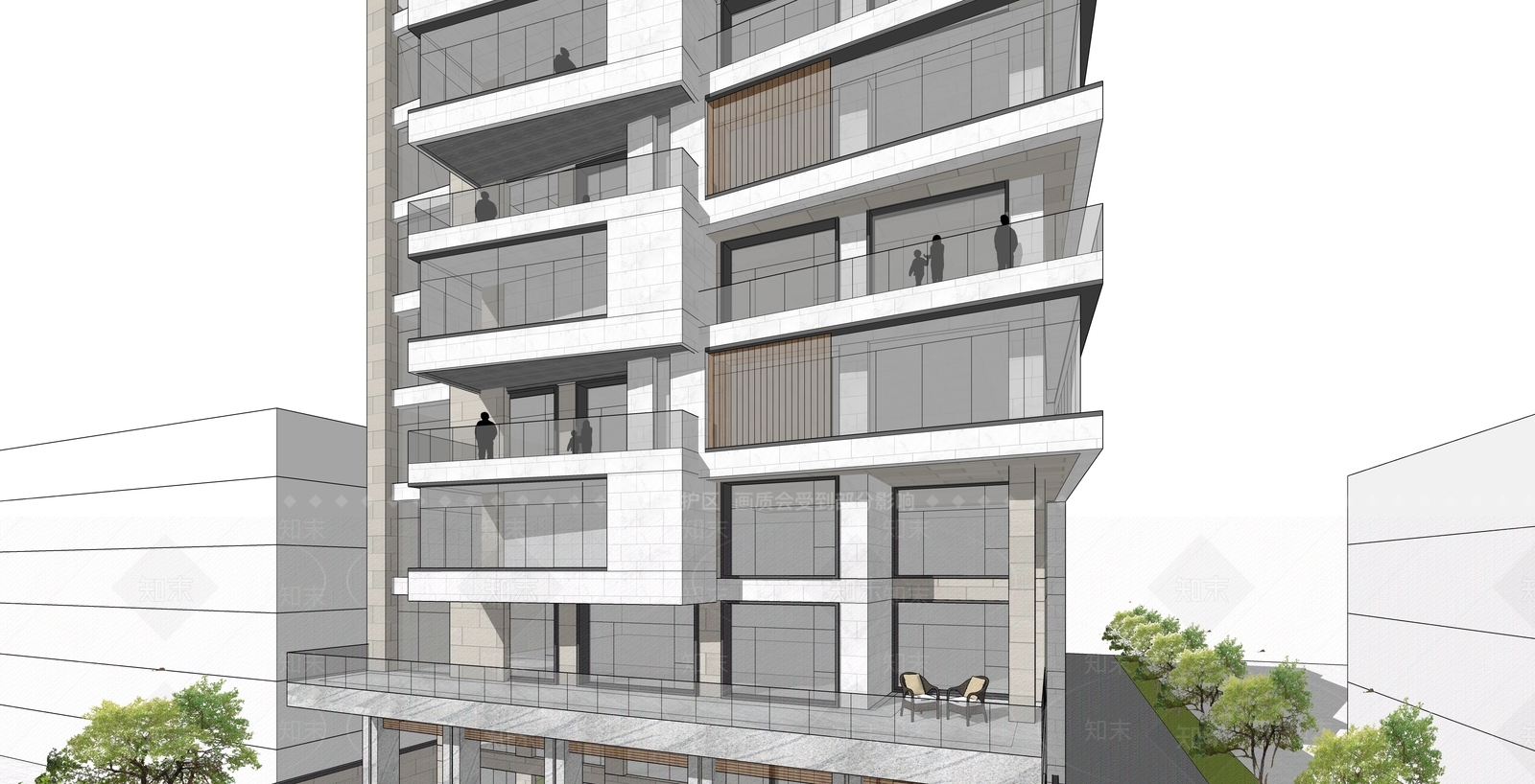 现代高层住宅SU模型下载【ID:1159481397】