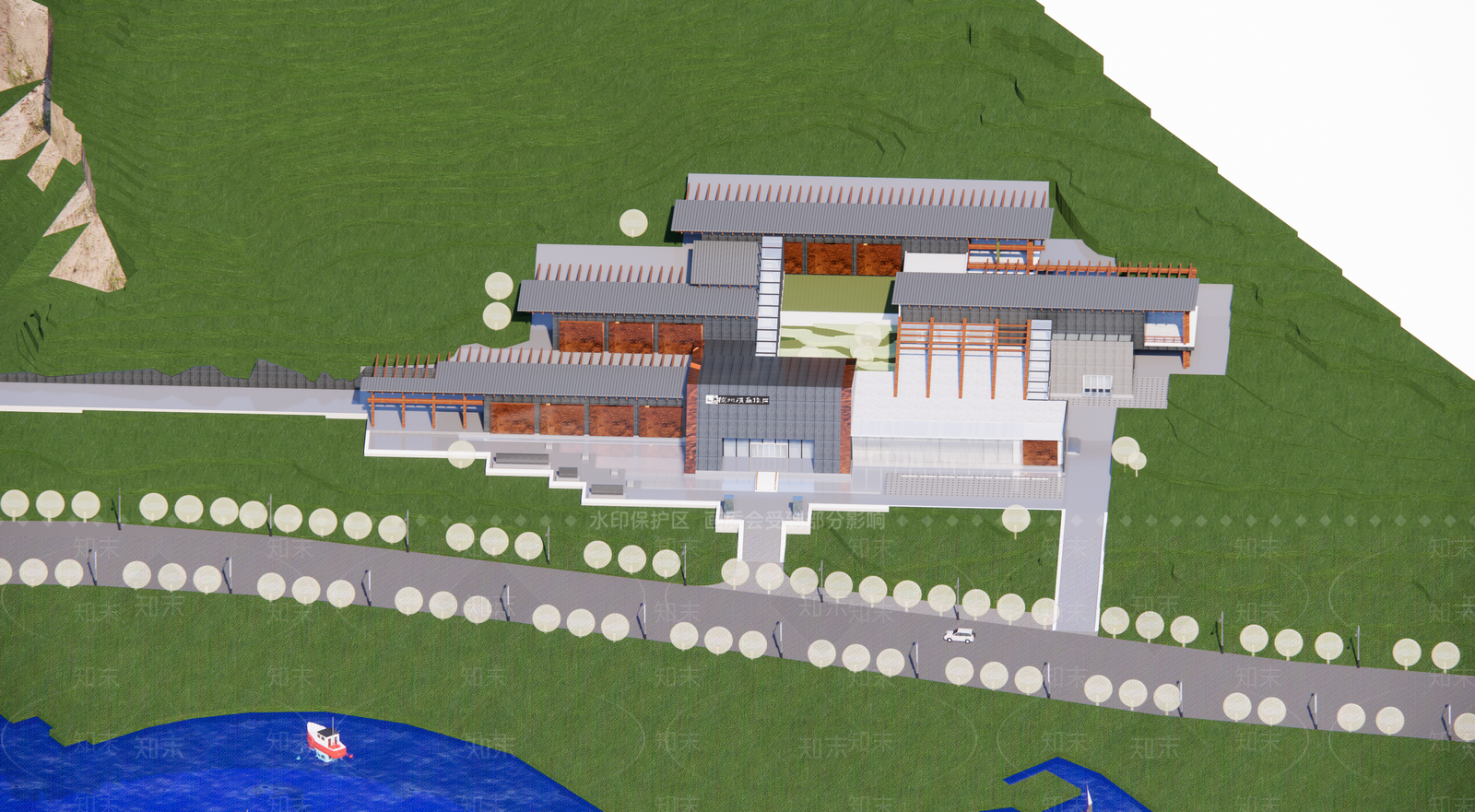 现代展览馆建筑SU模型下载【ID:1159484233】