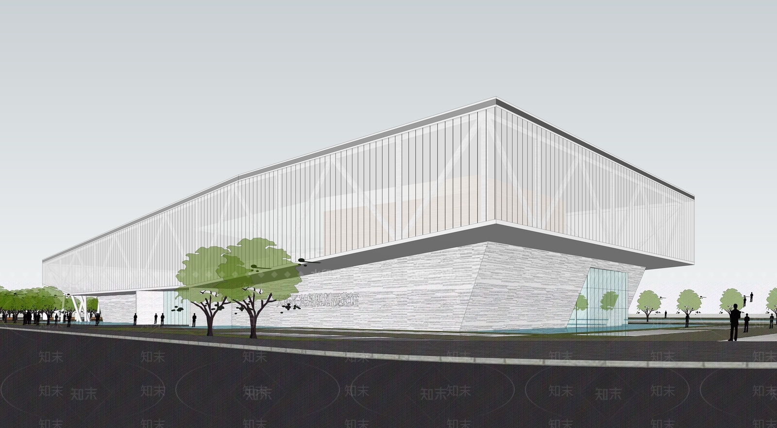 现代展览馆建筑SU模型下载【ID:1159484576】
