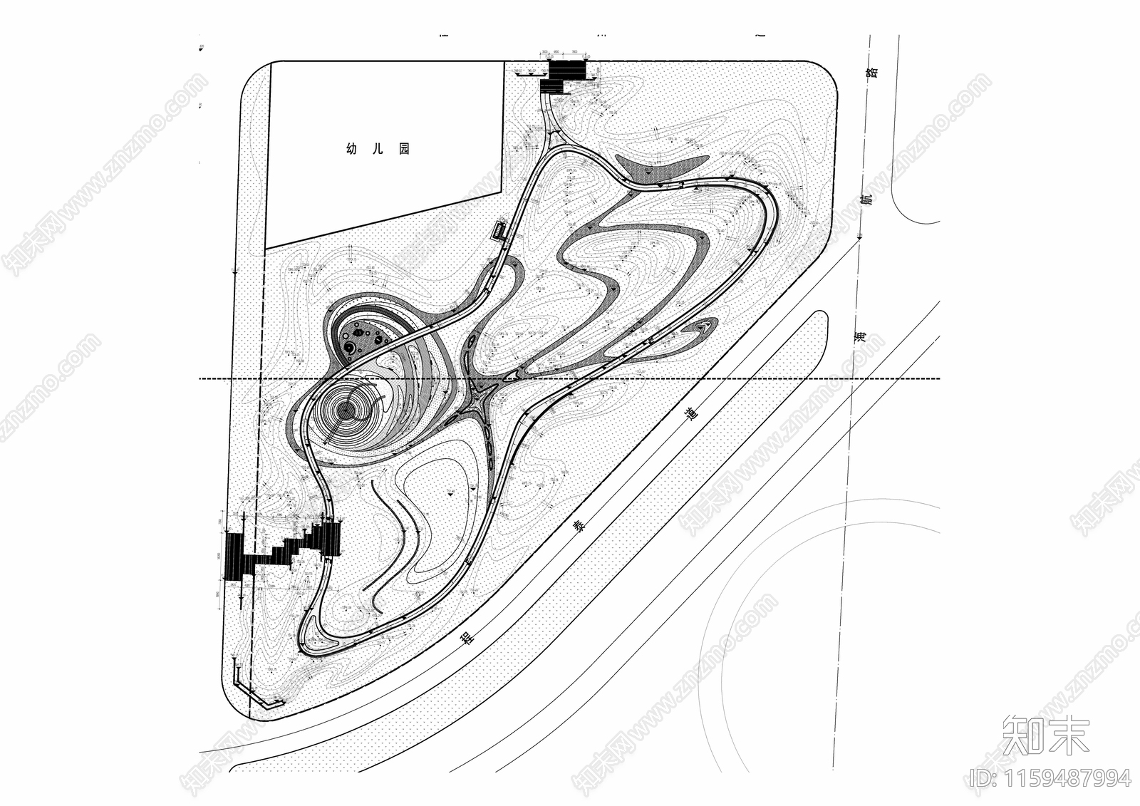 公园艺术地形总平面图施工图下载【ID:1159487994】