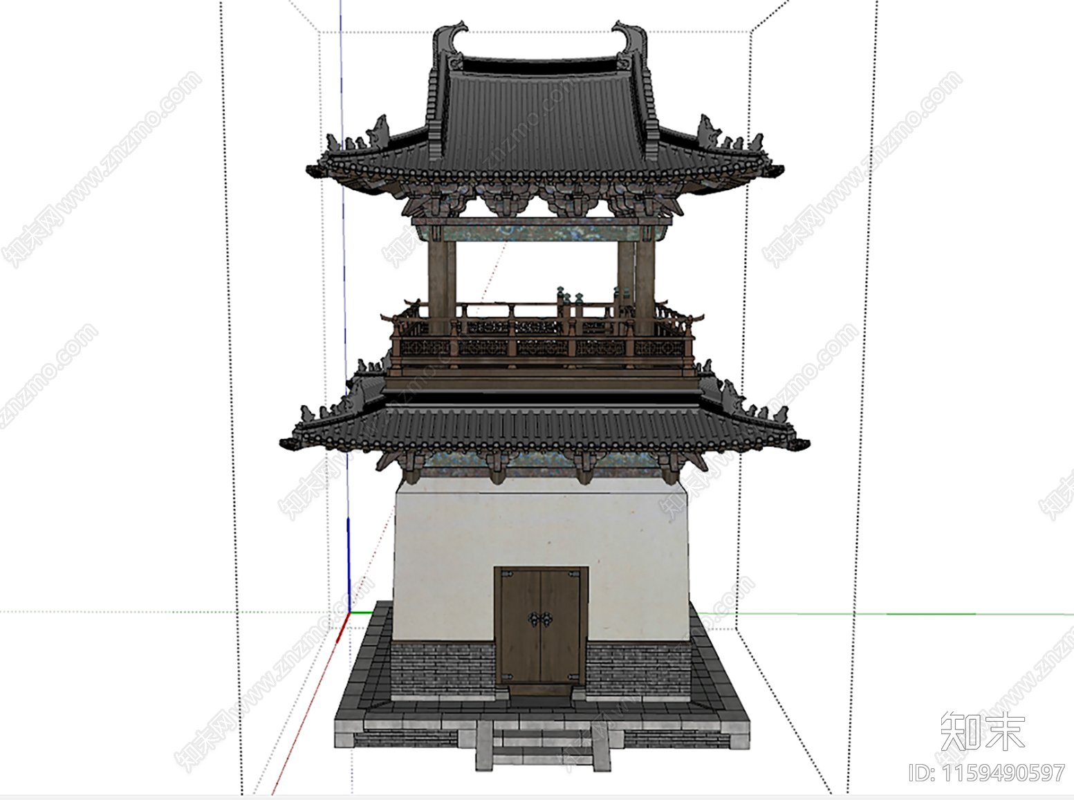 中式宋代角楼SU模型下载【ID:1159490597】