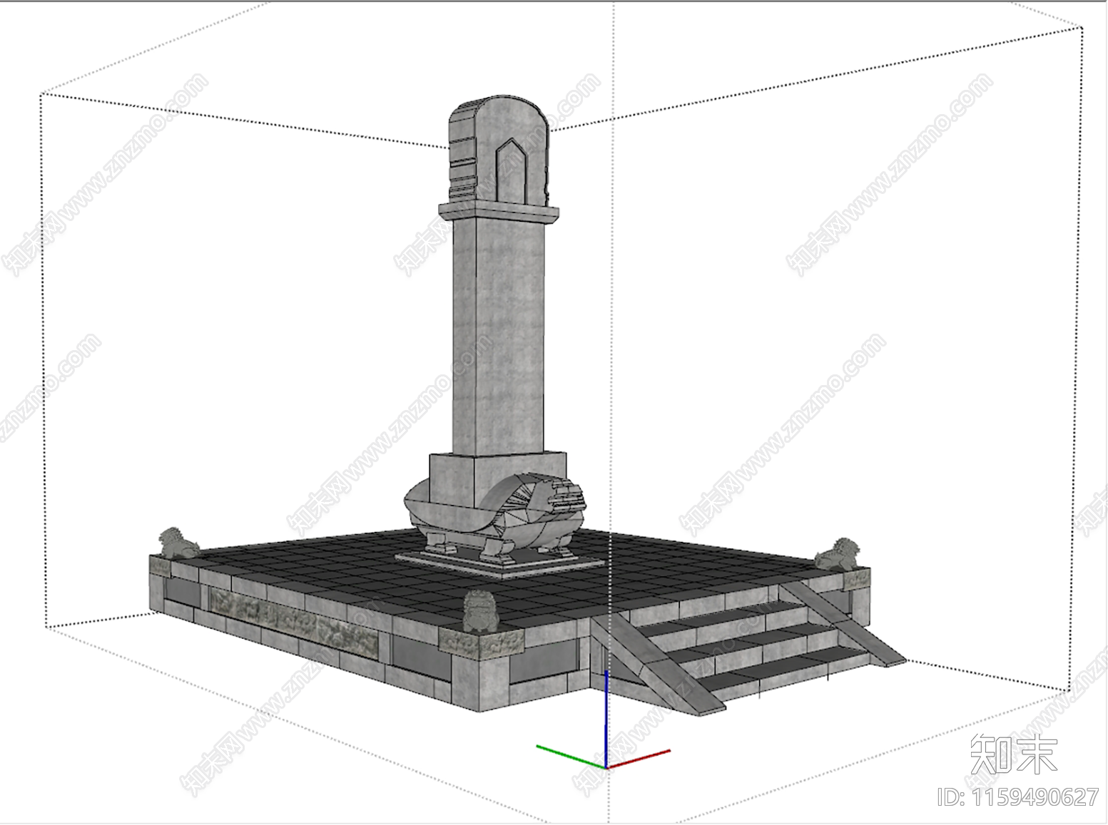 中式碑古建筑SU模型下载【ID:1159490627】