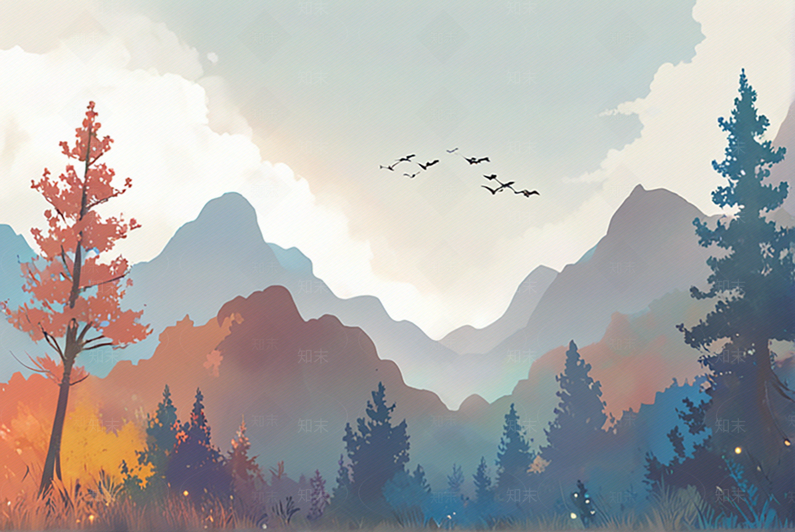 儿童房壁画风景贴图下载【ID:1159490930】