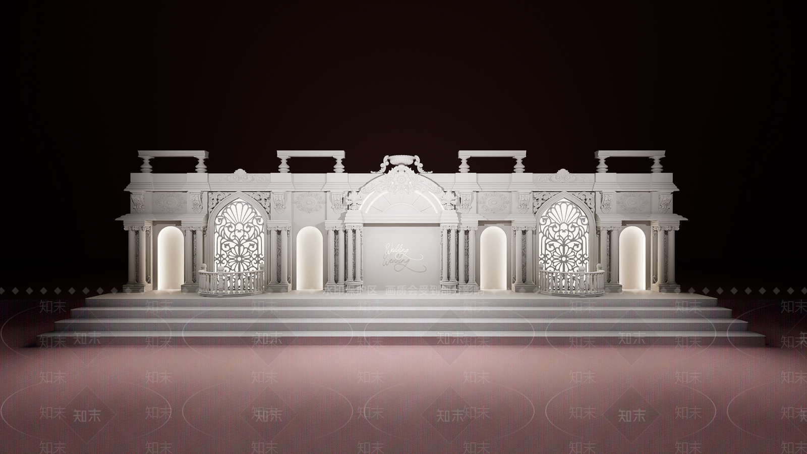 欧式婚礼城堡美陈SU模型下载【ID:1159492268】