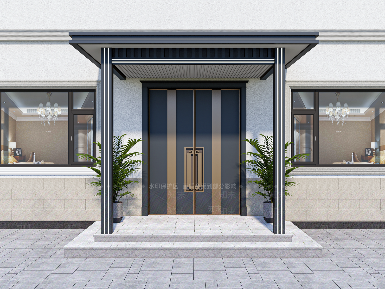 现代庭院大门SU模型下载【ID:1159492466】