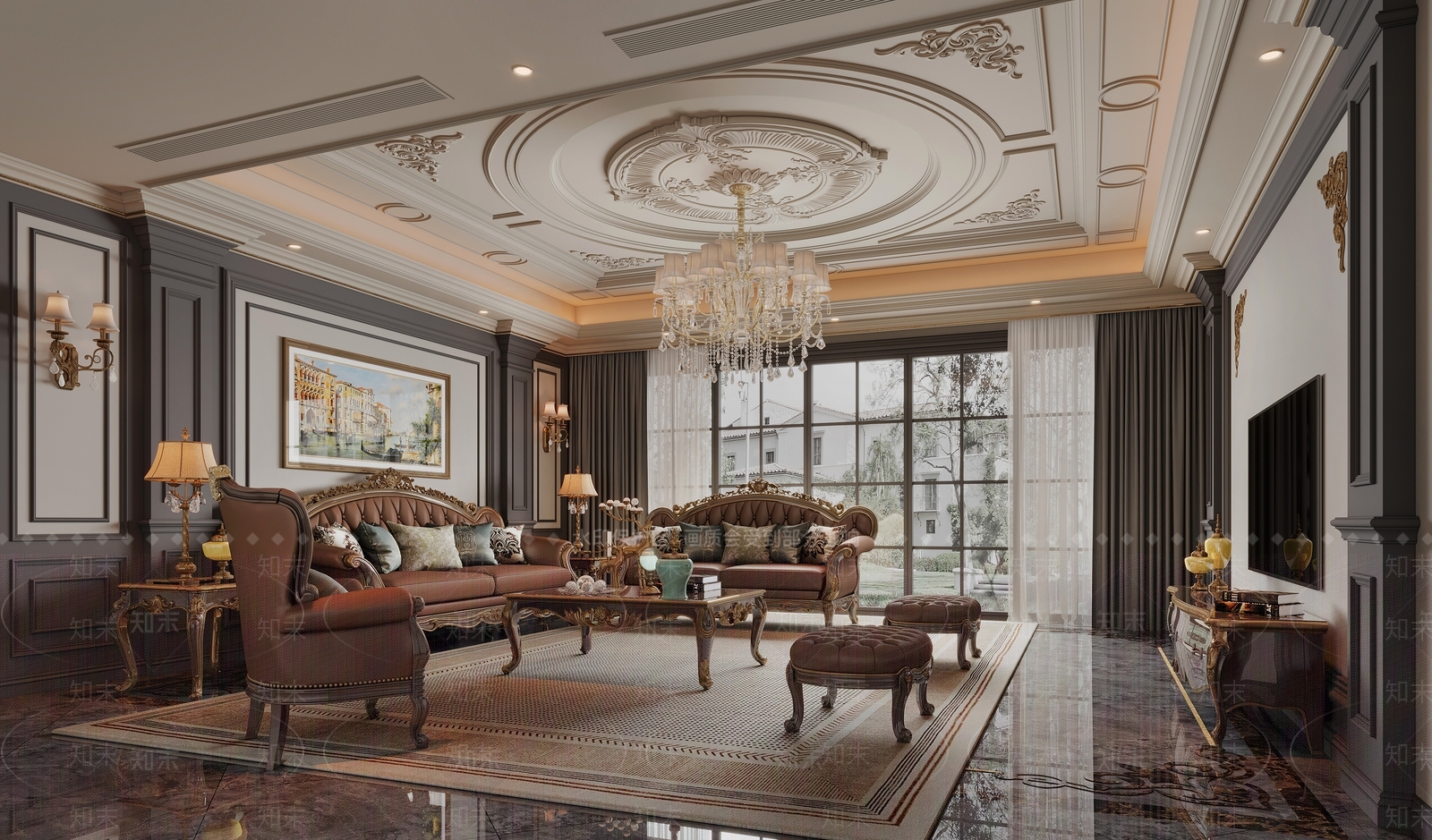 欧式古典客厅3D模型下载【ID:1159494344】