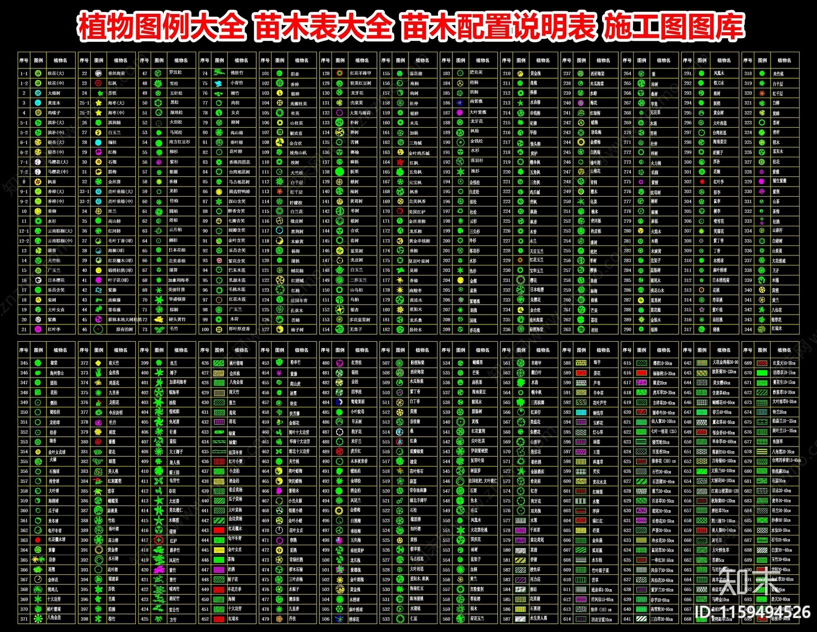 植物图例施工图下载【ID:1159494526】