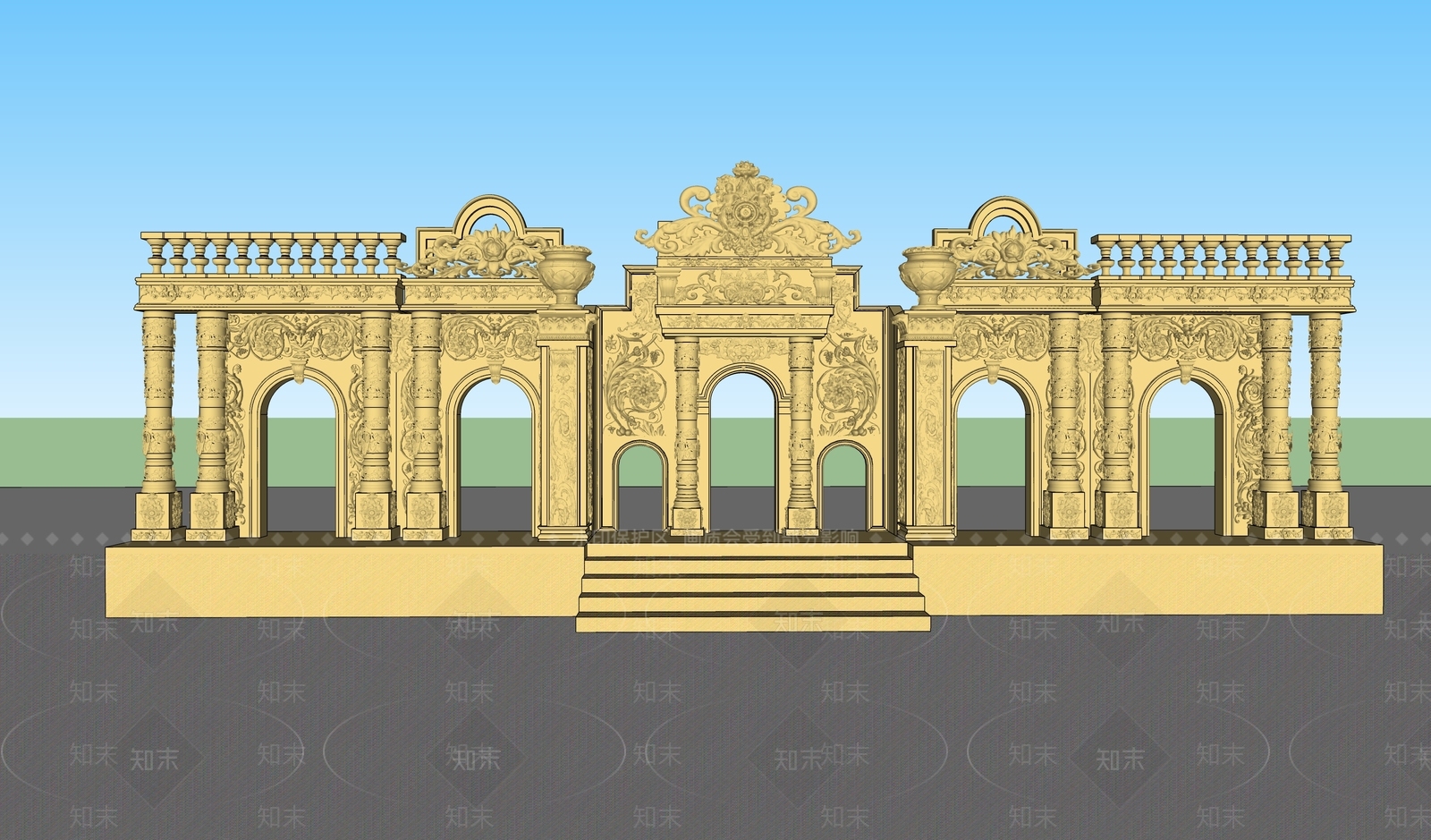 欧式城堡大门SU模型下载【ID:1159499224】