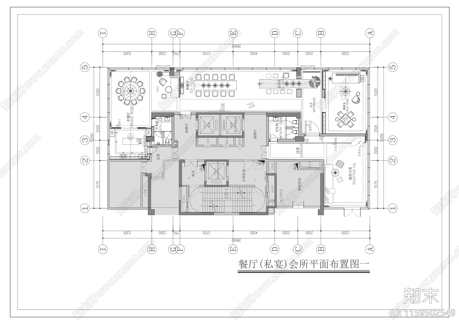 餐厅cad施工图下载【ID:1159502549】