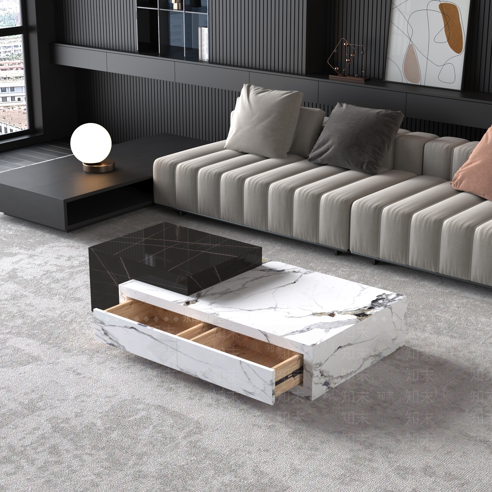 现代客厅茶几3D模型下载【ID:1159503211】
