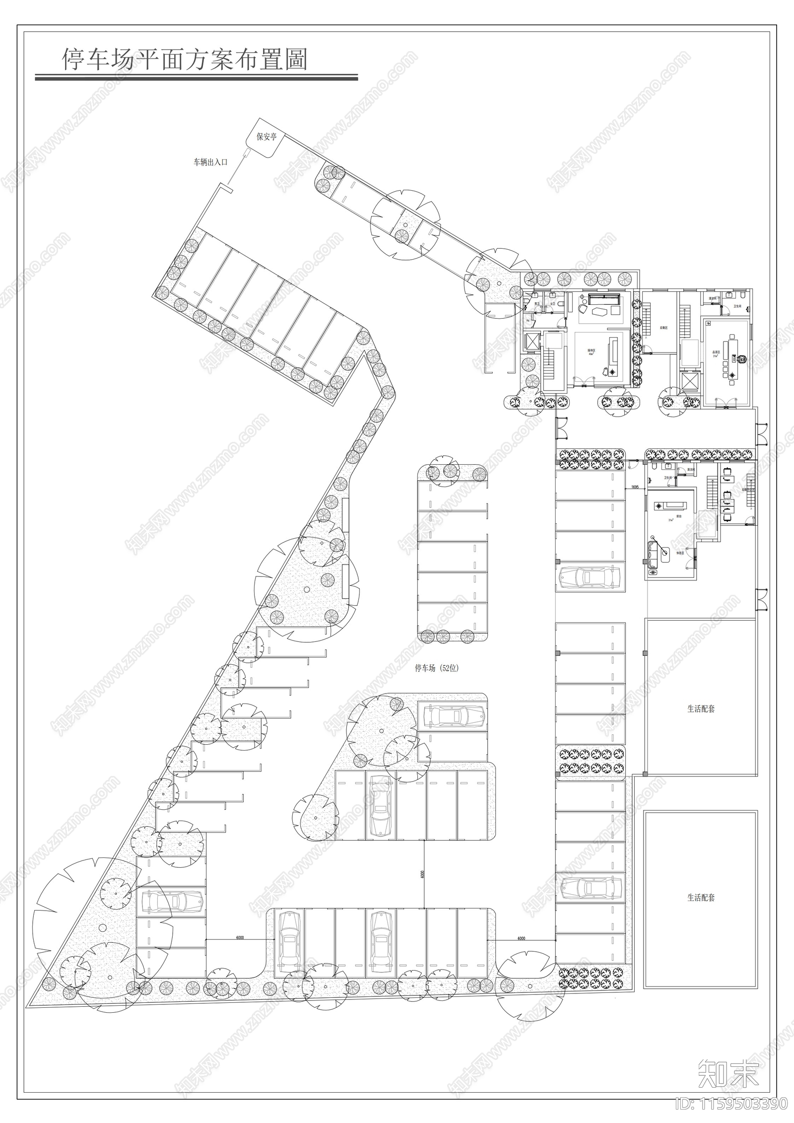 停车场平面方案布置图cad施工图下载【ID:1159503390】