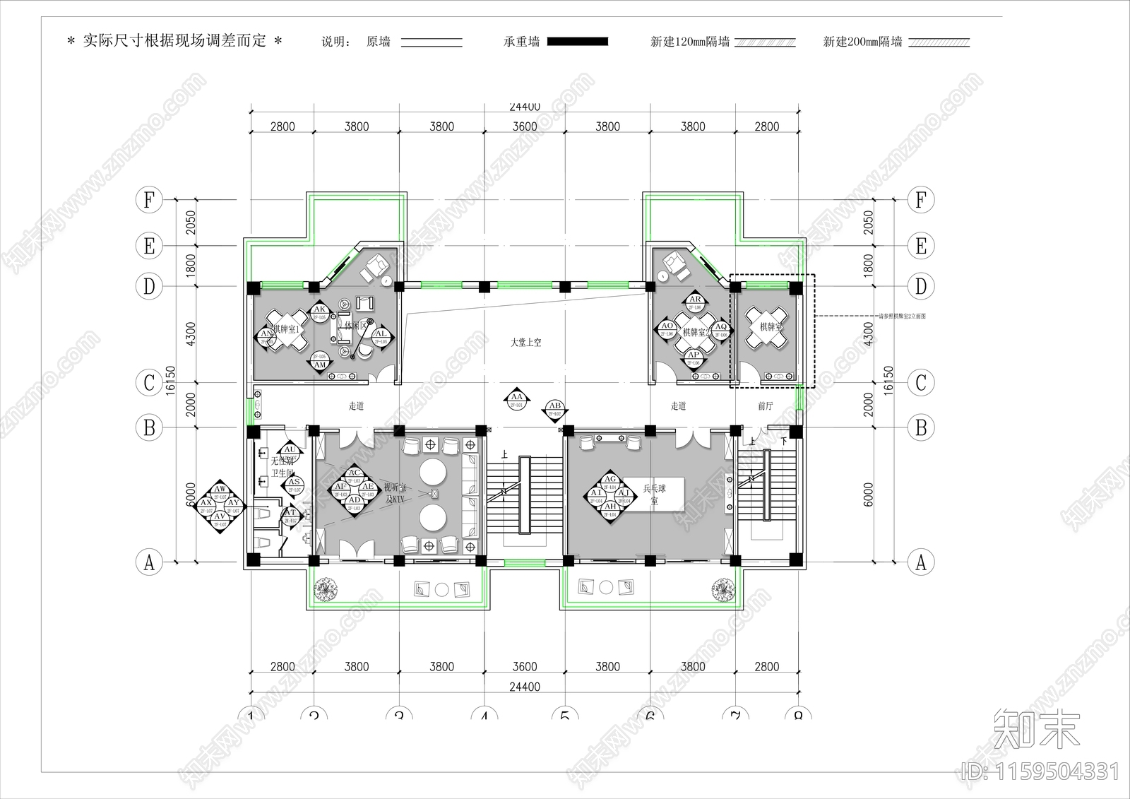 三层自建度假民宿酒店全cad施工图下载【ID:1159504331】