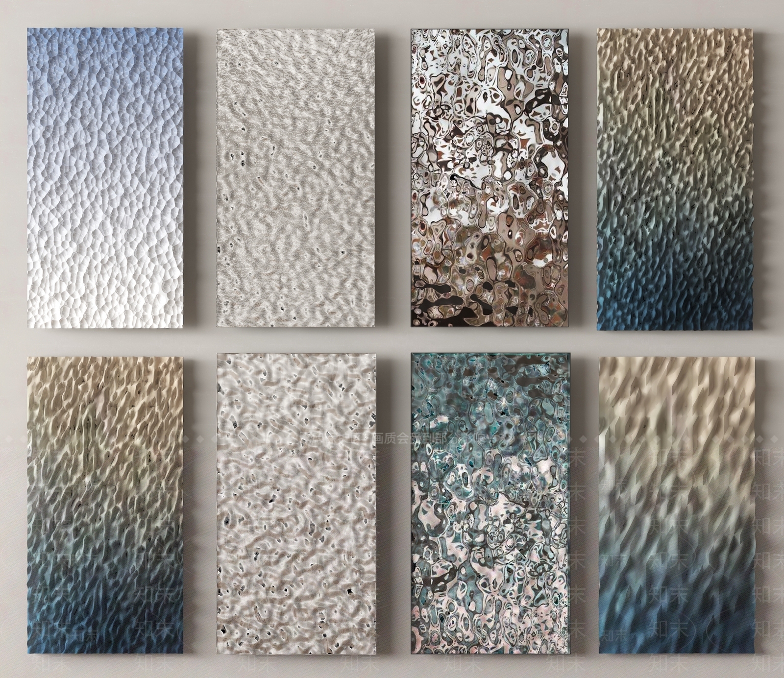 现代水波纹不锈钢饰面板SU模型下载【ID:1159504415】