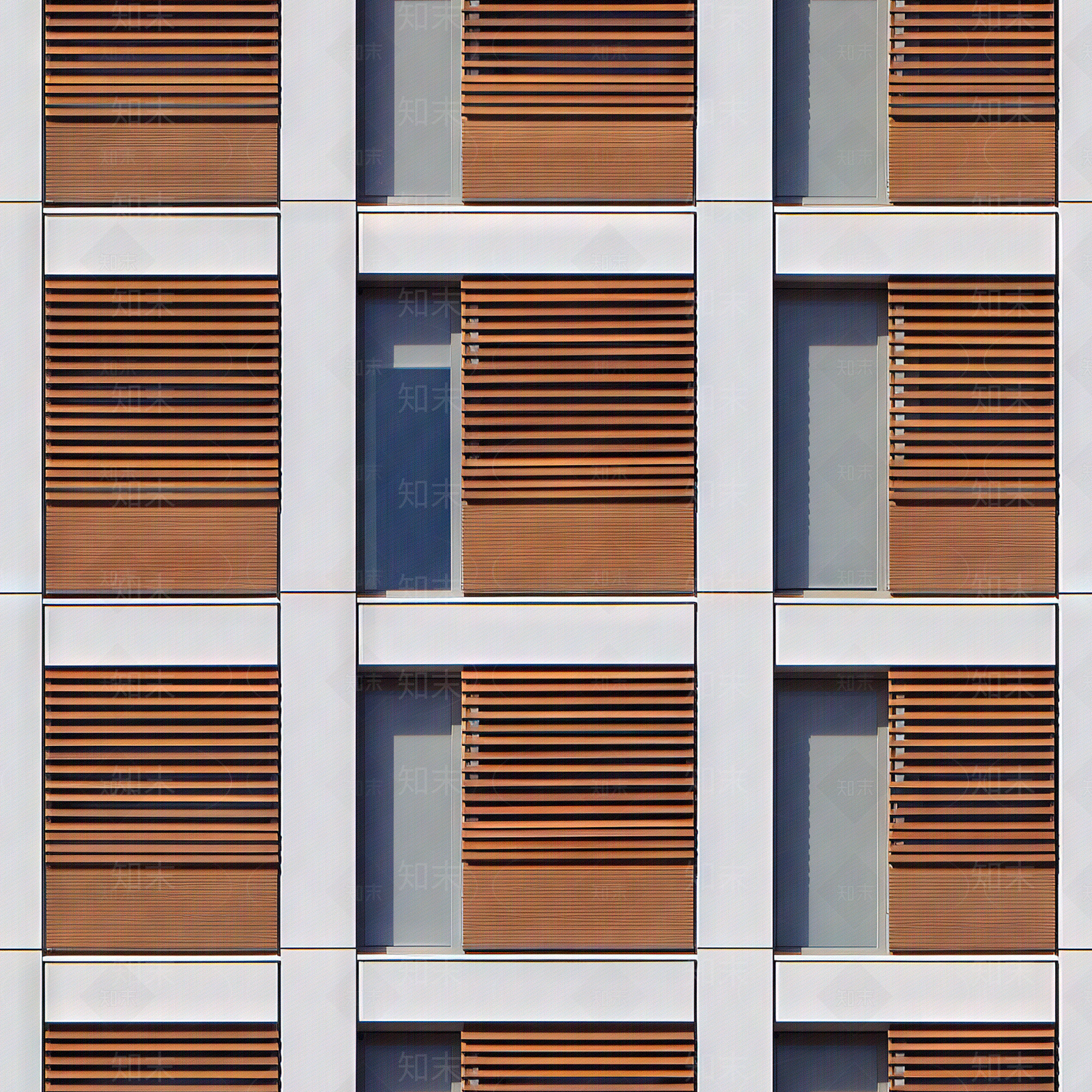 无缝现代木遮阳办公建筑立面贴图下载【ID:1159505591】