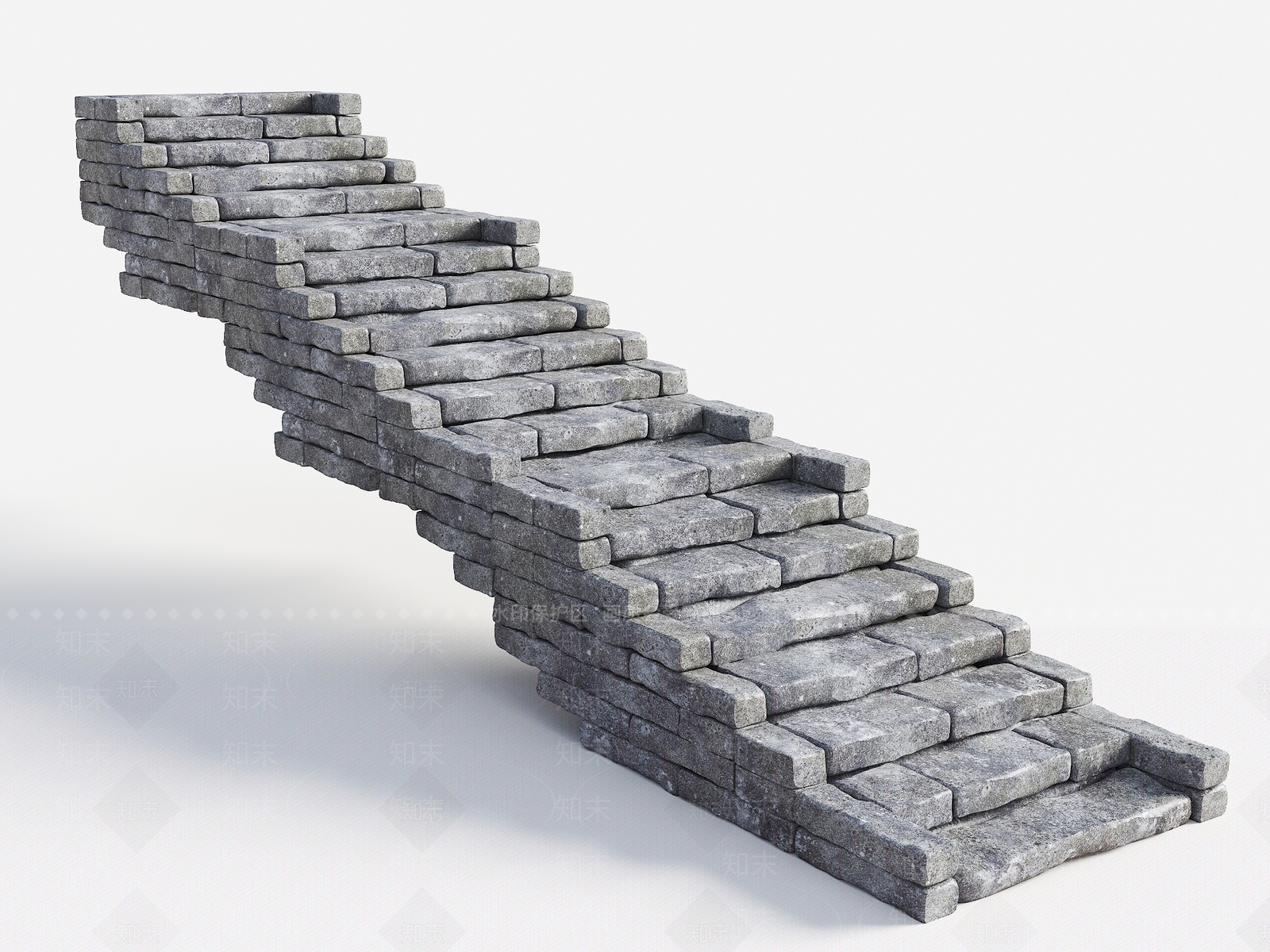 老石板台阶3D模型下载【ID:1159509661】