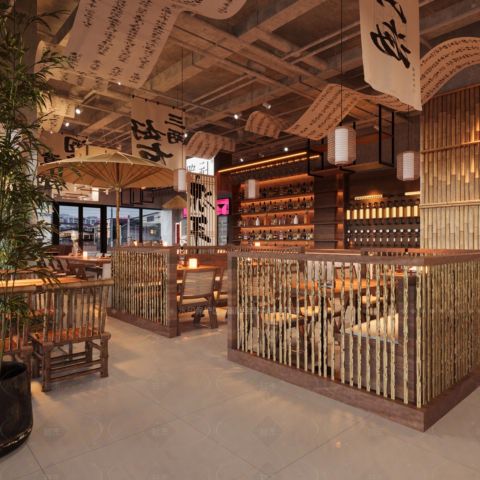 现代中式市井风酒馆3D模型下载【ID:1159512322】