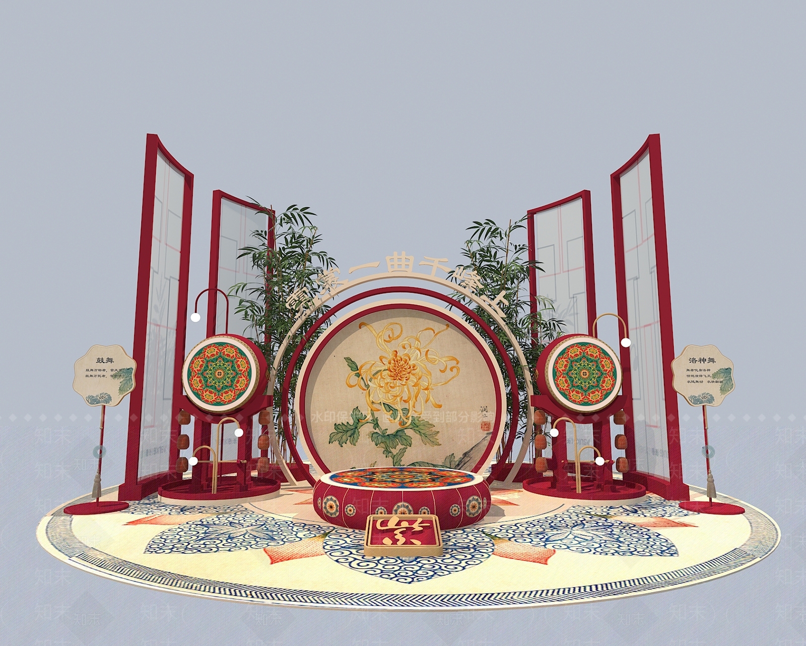 新中式鼓舞舞台SU模型下载【ID:1159515342】