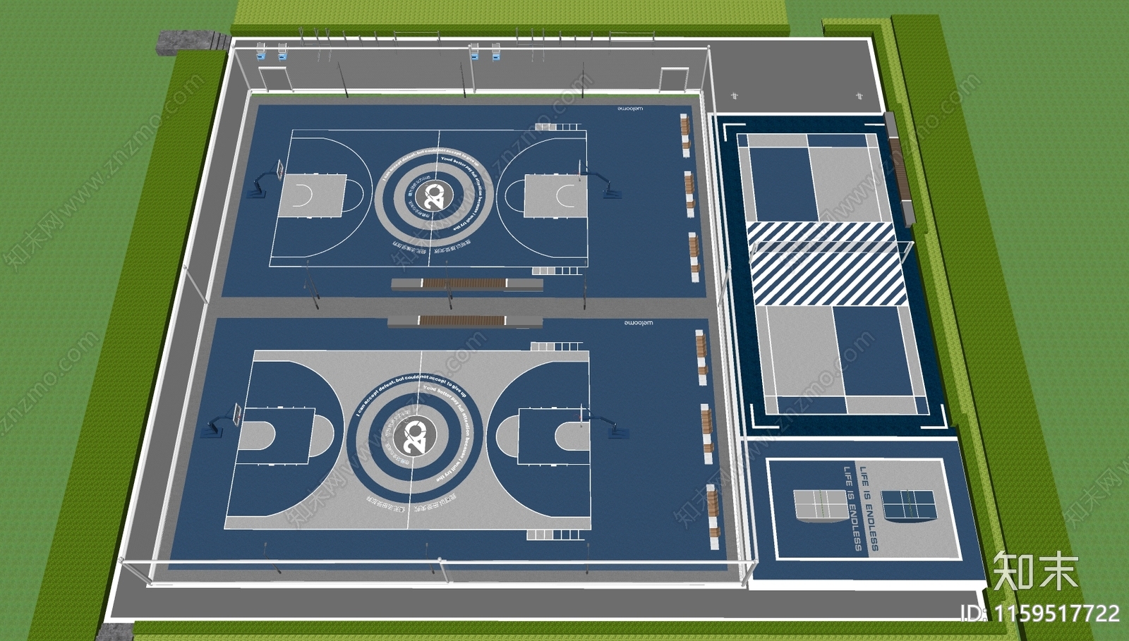 现代运动篮球场SU模型下载【ID:1159517722】