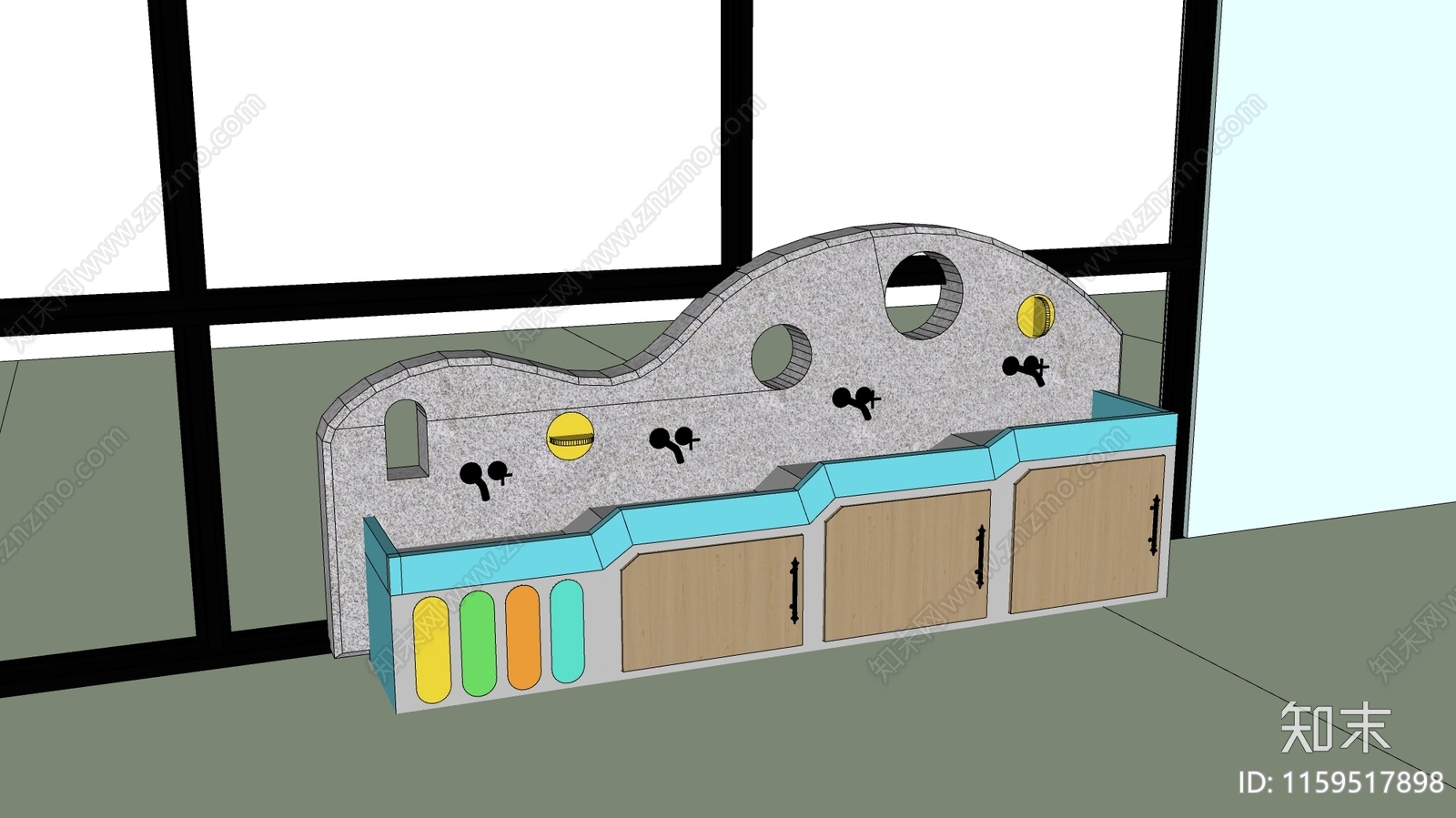现代幼儿园户外洗手池SU模型下载【ID:1159517898】