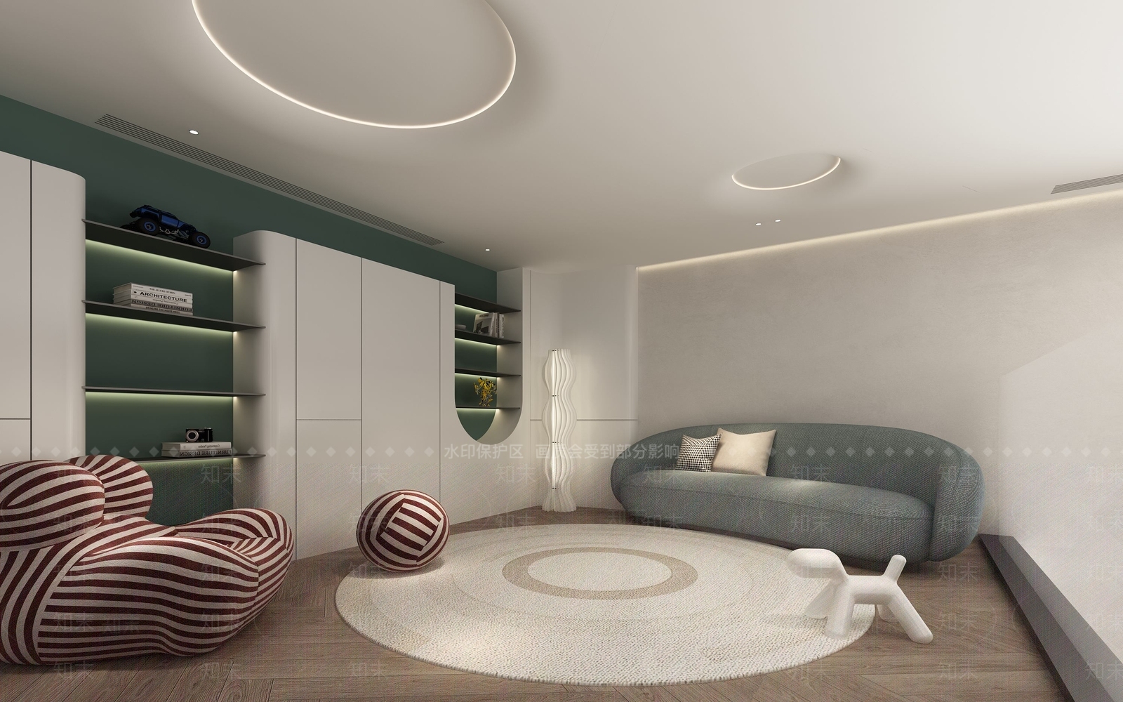 现代儿童娱乐室电梯楼梯间景观植物3D模型下载【ID:1159523182】