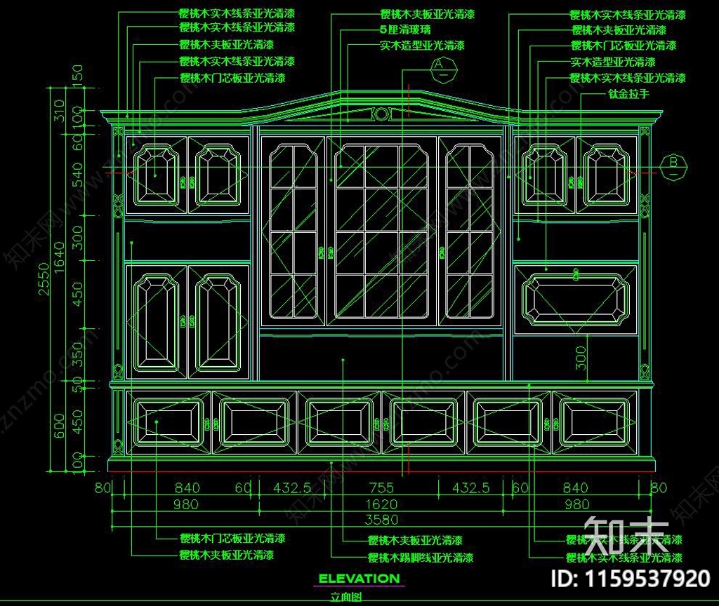 欧式酒柜cad施工图下载【ID:1159537920】