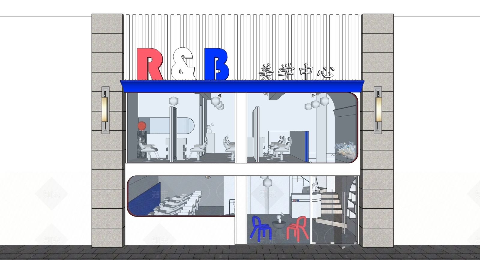现代风格美业理发店SU模型下载【ID:1159538483】