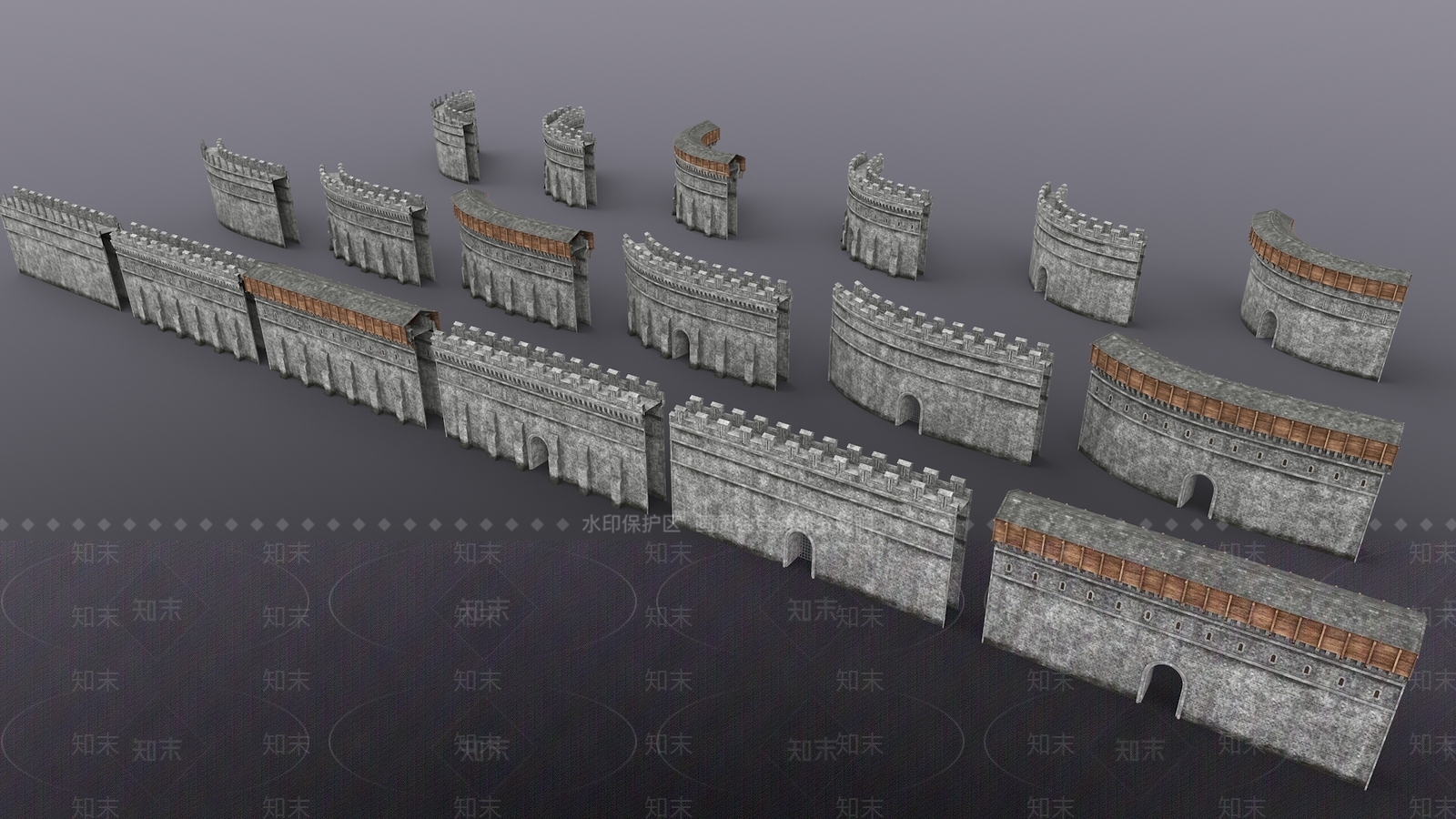 复古城墙3D模型下载【ID:1159538783】