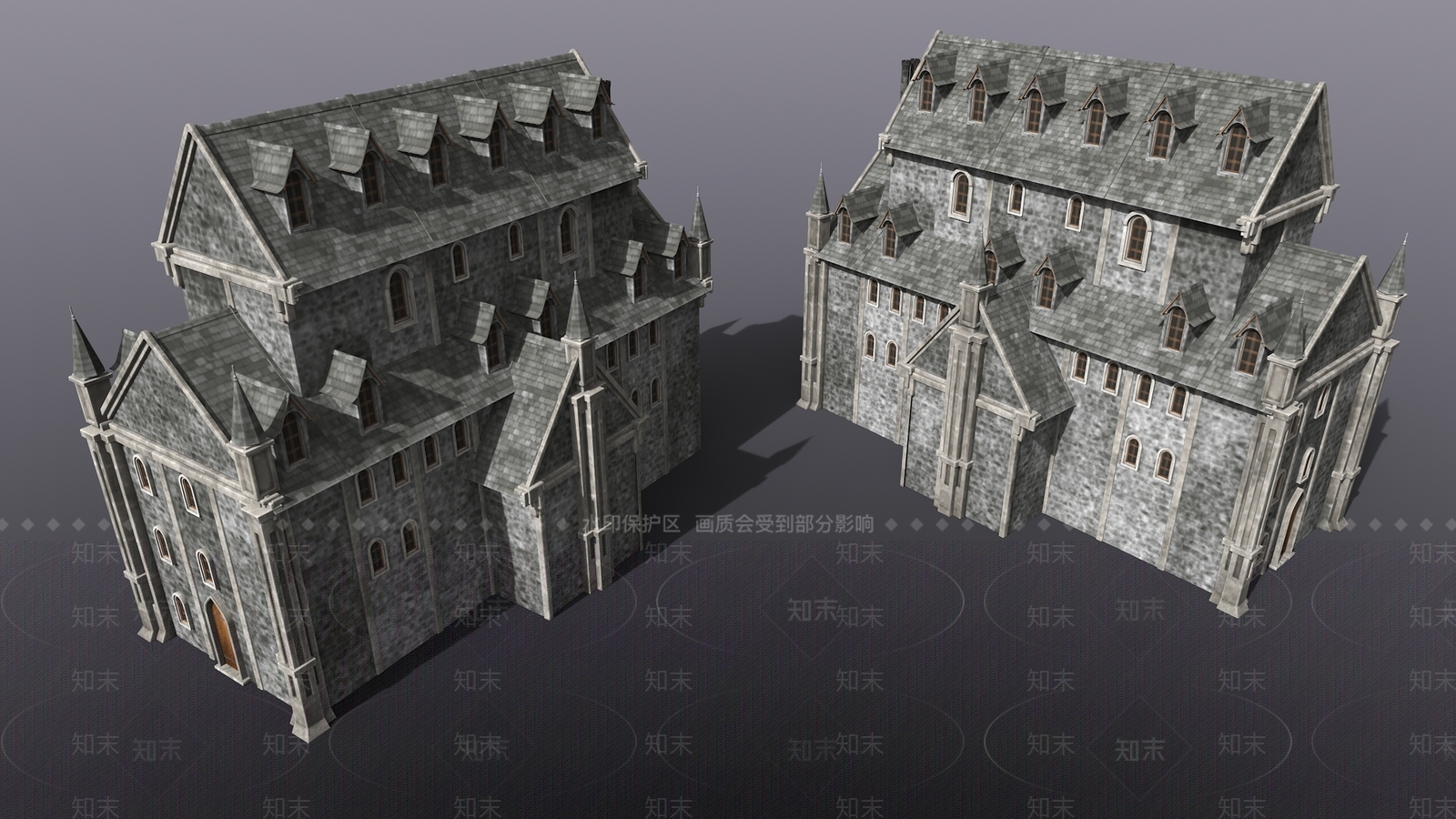 歌特式复古城堡建筑3D模型下载【ID:1159539523】