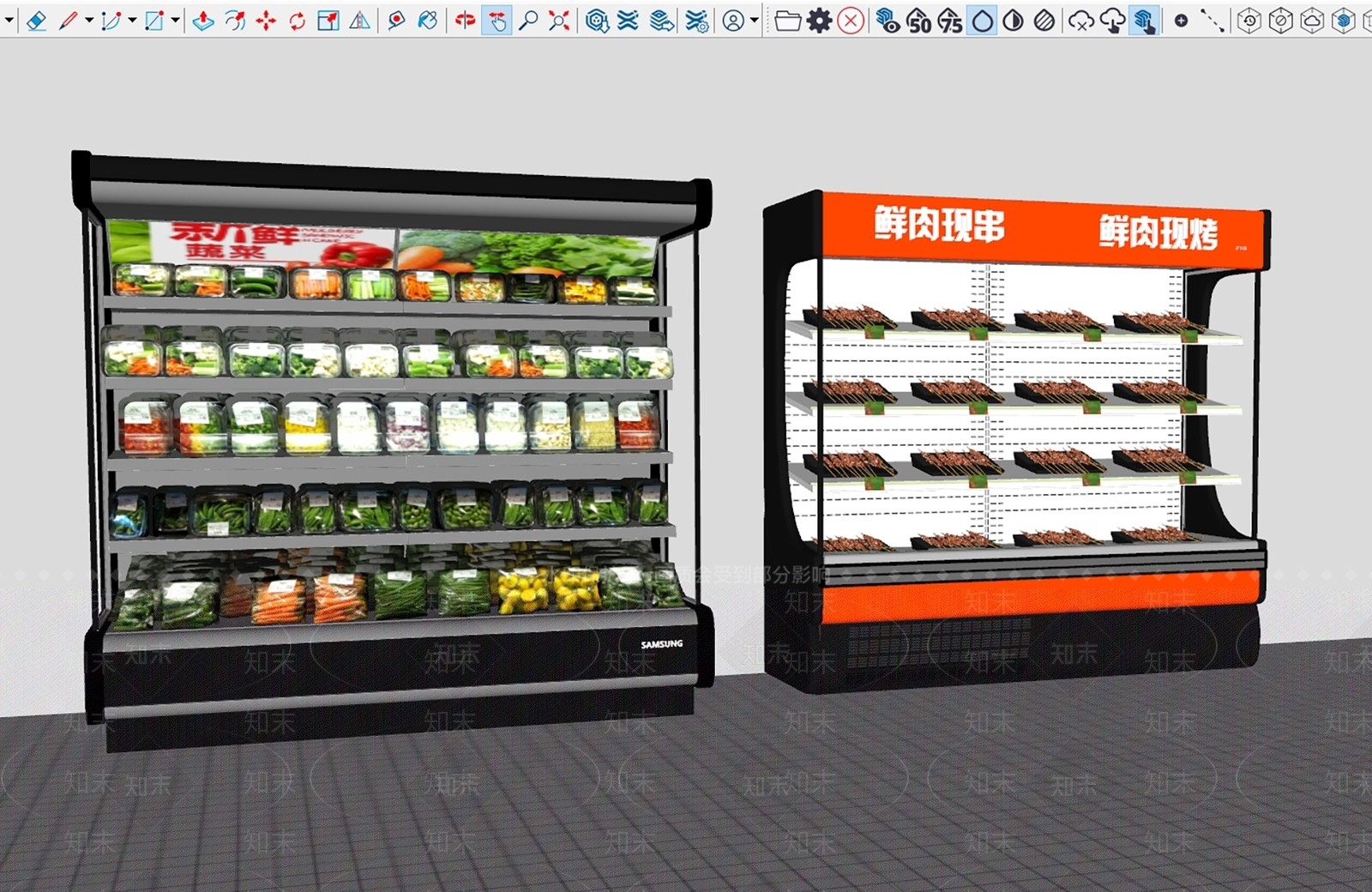 麻辣烫选菜柜SU模型下载【ID:1159539867】