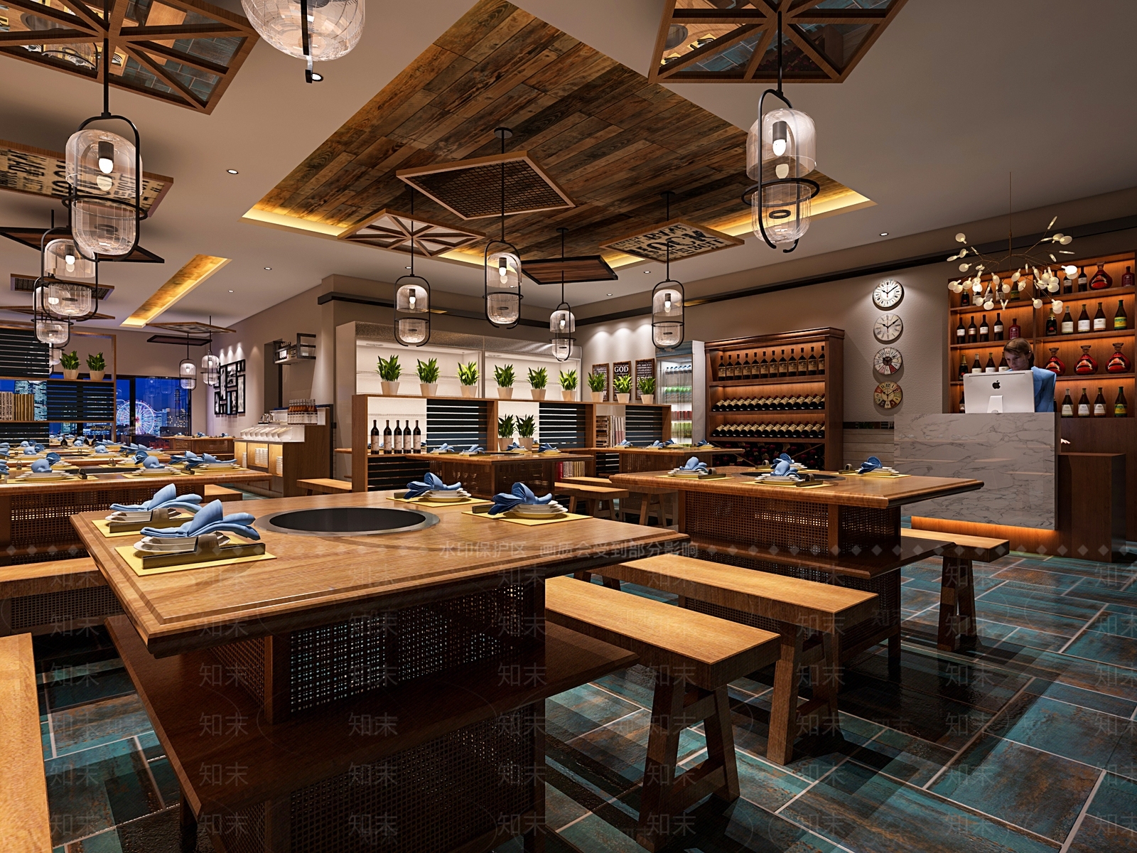 新中式火锅店3D模型下载【ID:1159540334】