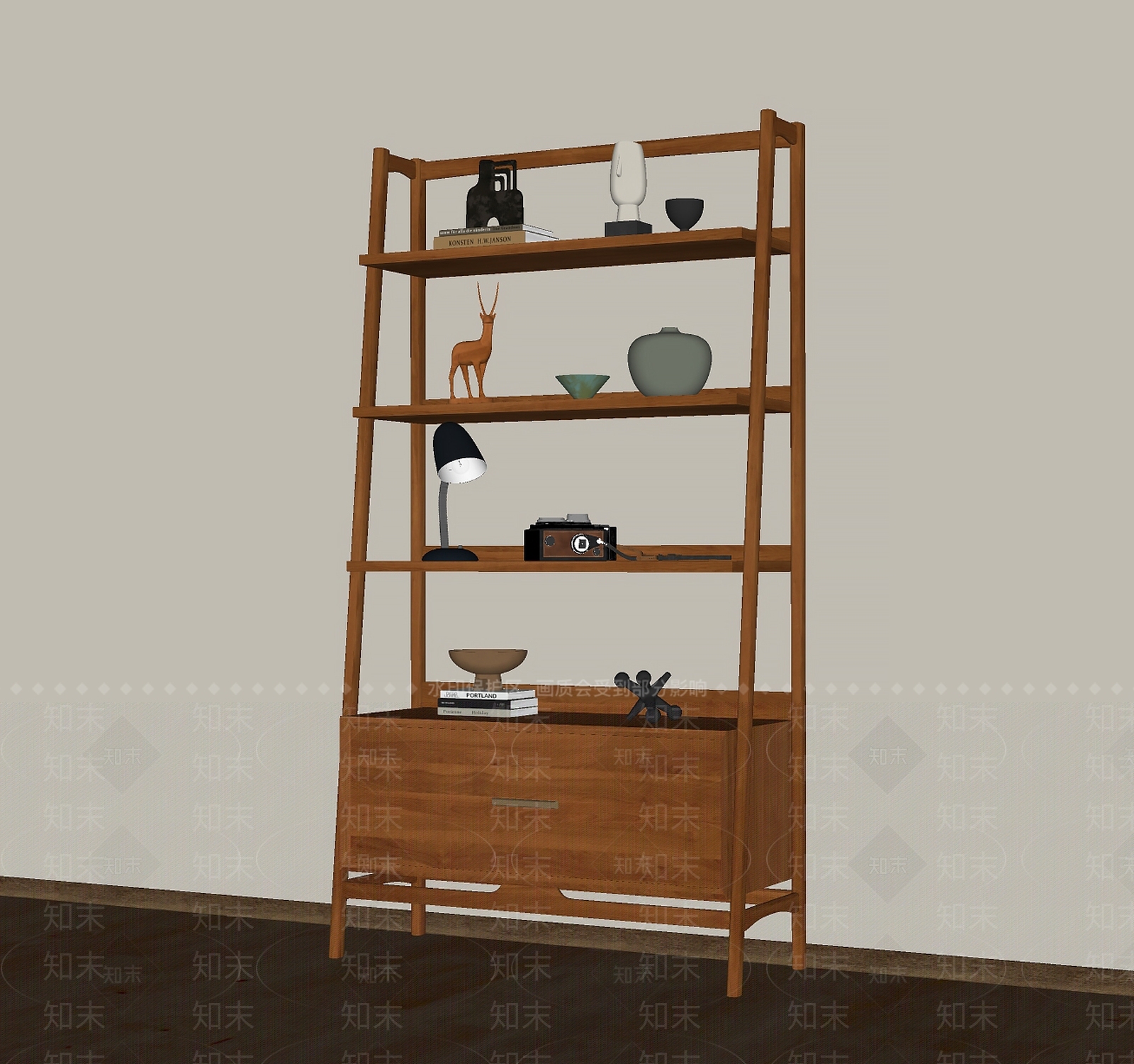 现代中古风置物架SU模型下载【ID:1159540843】
