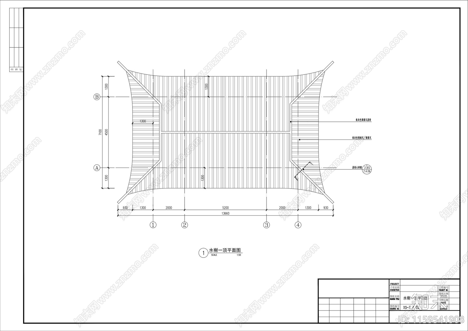 仿古水榭全cad施工图下载【ID:1159541908】