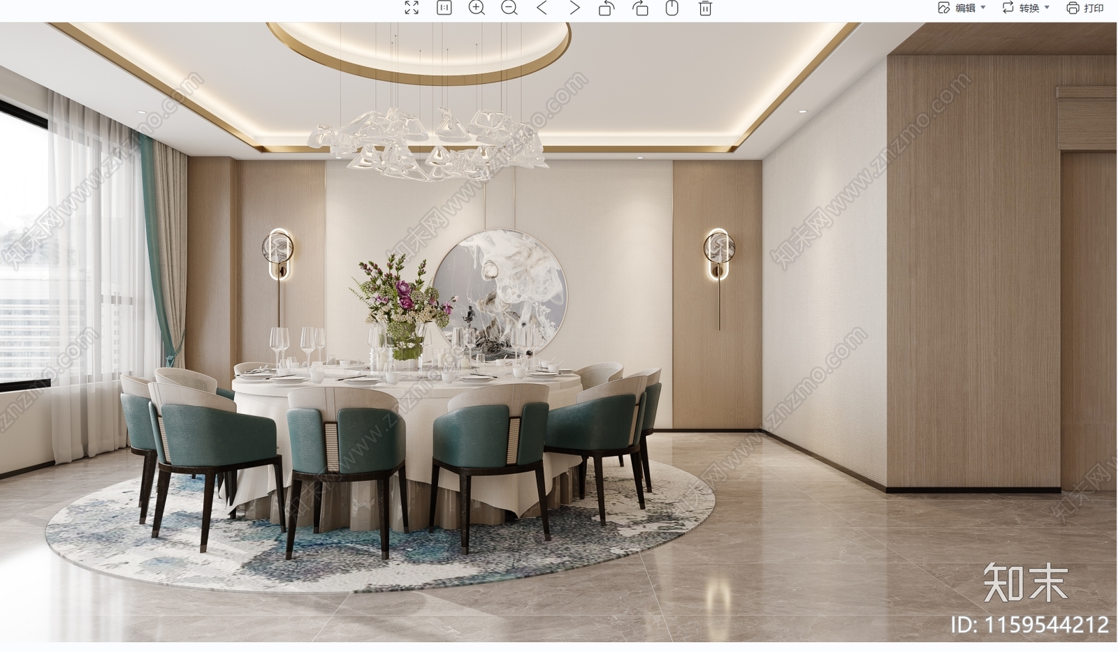 餐饮包厢效果施工图下载【ID:1159544212】