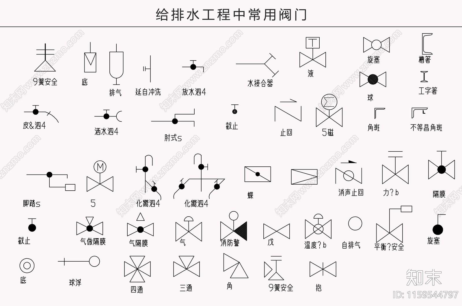 常用工程阀门施工图下载【ID:1159544797】