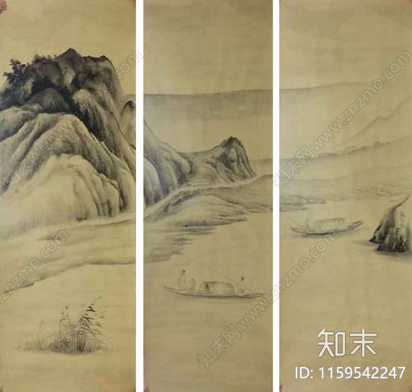 免抠中式新中式背景墙壁纸墙纸挂画贴图下载【ID:1159542247】