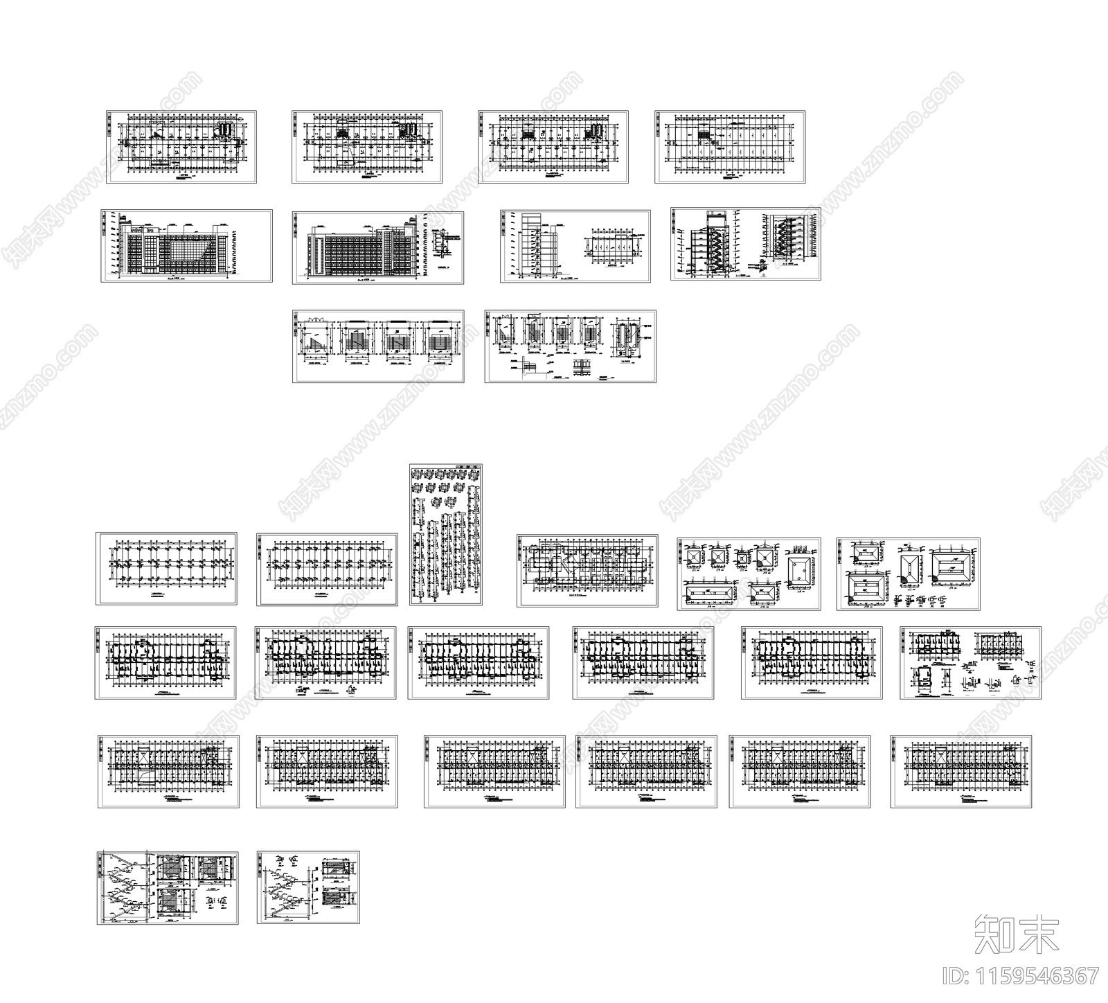 框架教学楼建筑结cad施工图下载【ID:1159546367】