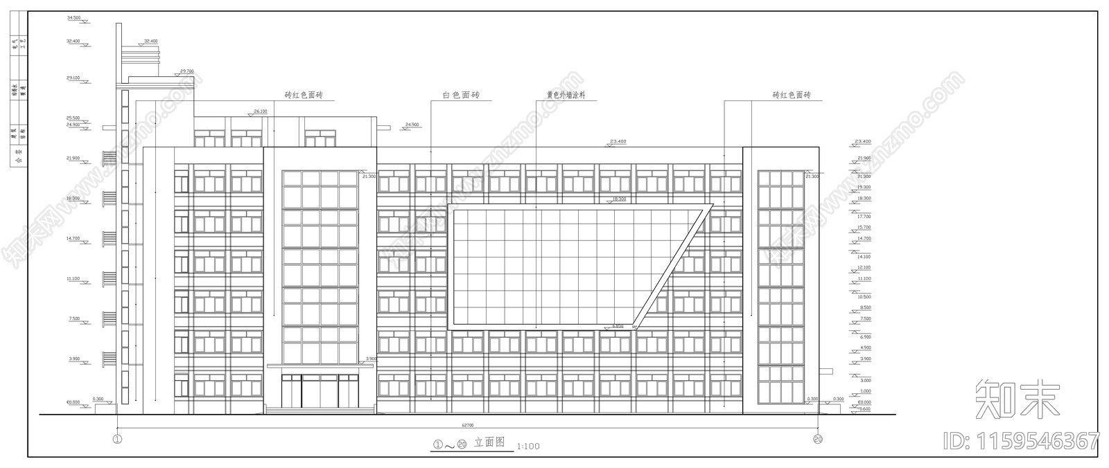 框架教学楼建筑结cad施工图下载【ID:1159546367】