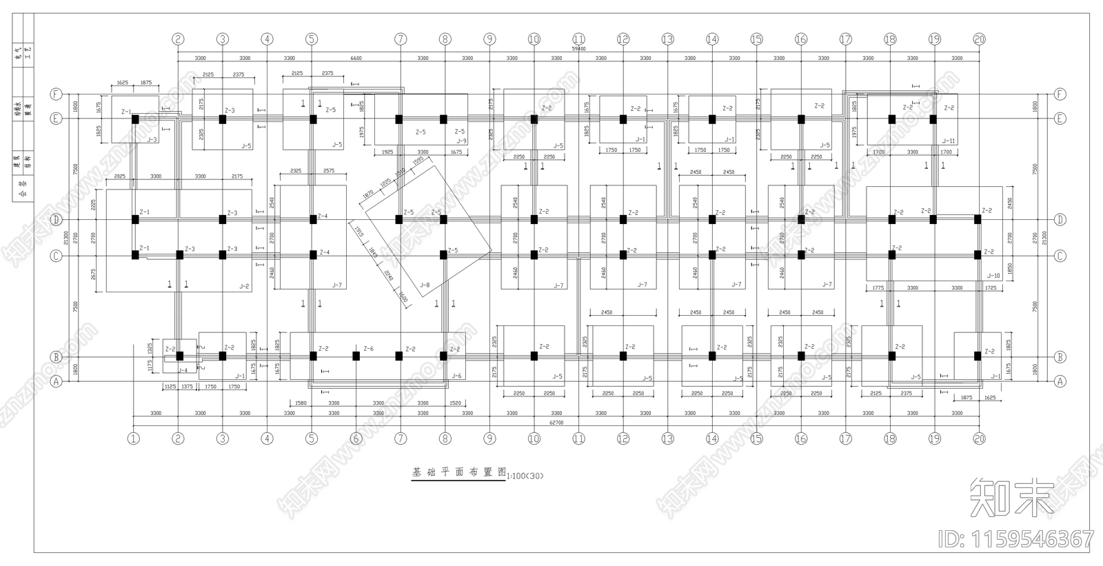 框架教学楼建筑结cad施工图下载【ID:1159546367】