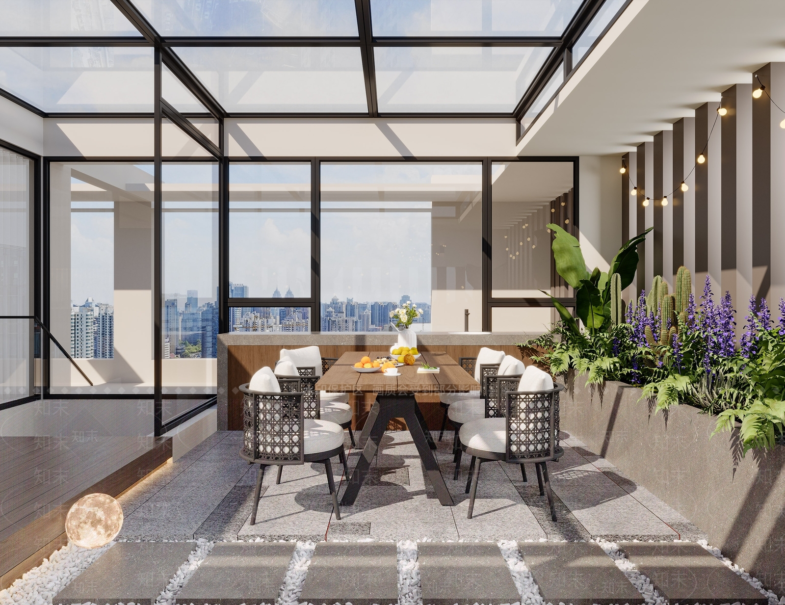 现代楼顶花园3D模型下载【ID:1159547581】