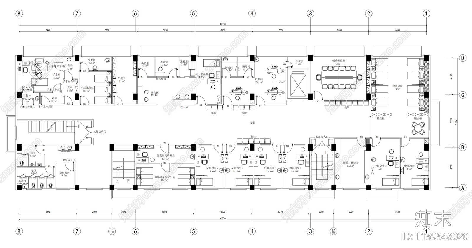 诊所平面布置图图纸施工图下载【ID:1159548020】