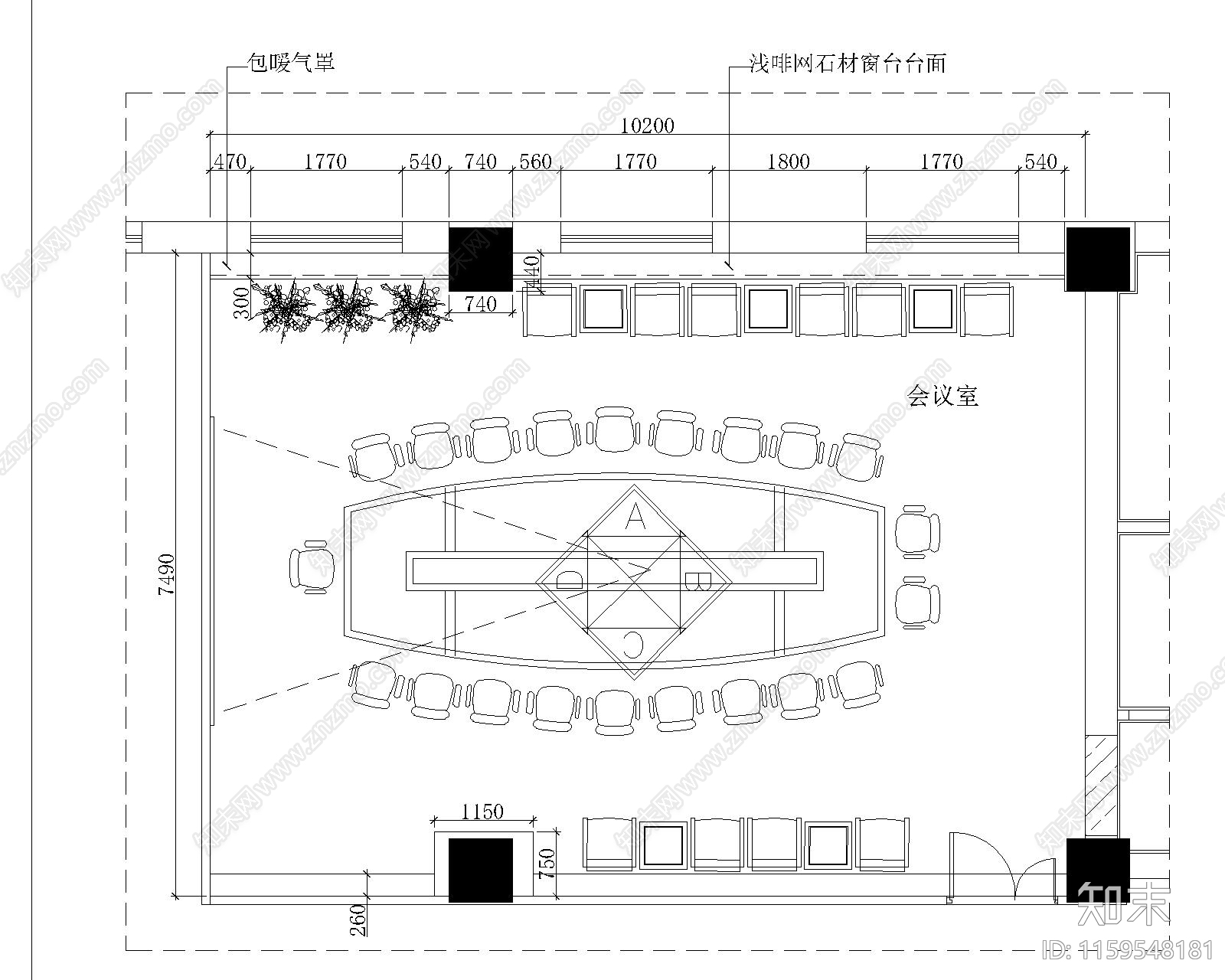 经典会议室装修详图cad施工图下载【ID:1159548181】